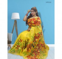 Colorful half silk hand paint saree