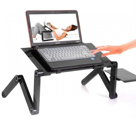 360 Degree Aluminum Foldable Laptop Table With Cooling Dual Fan Mouse Board